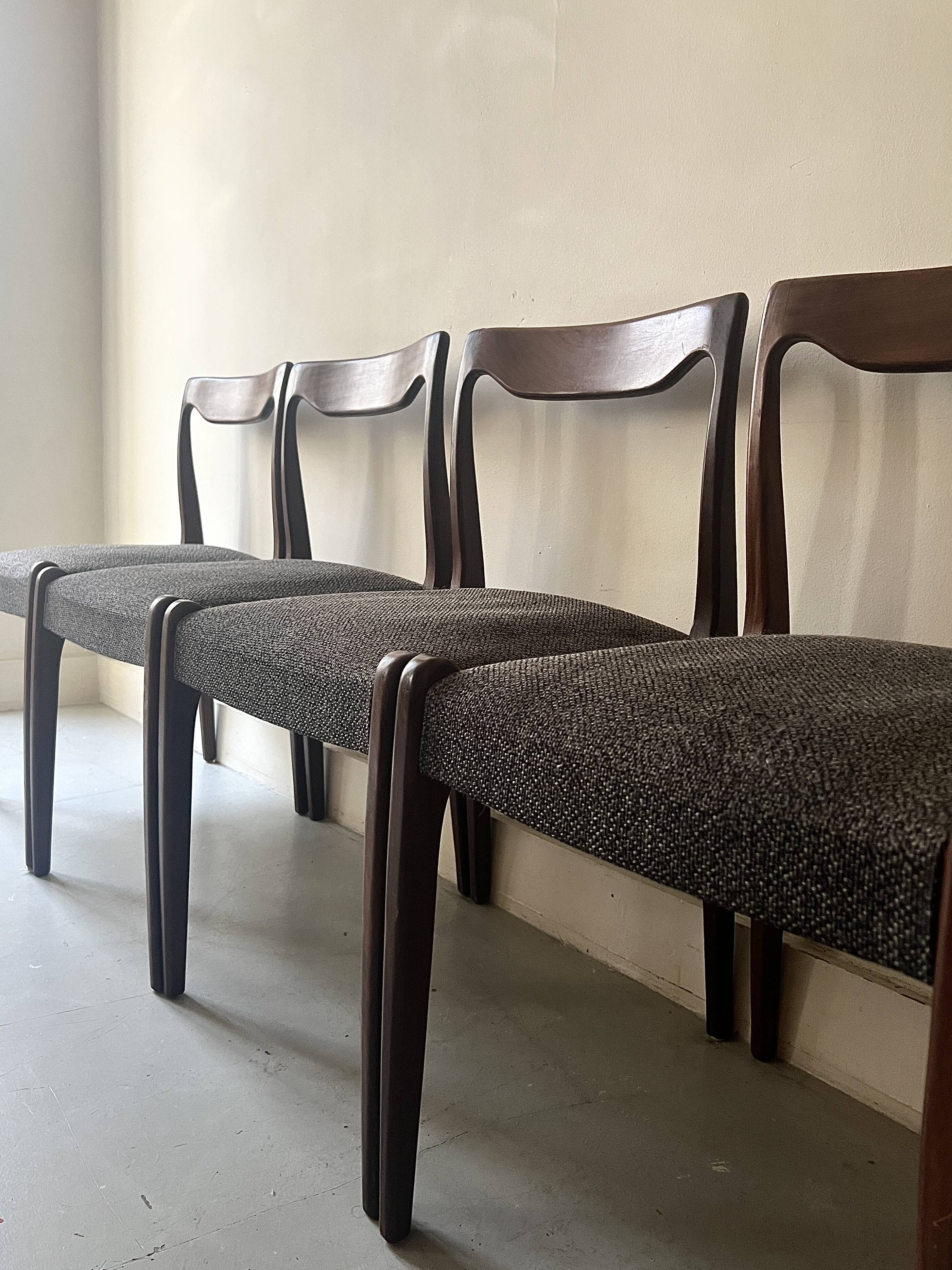 Set of 4 Scandinavian teak chairs by Niels Otto Moller, Denmark 1950.