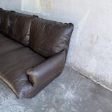 Michel Cadestin 1970s Dark Brown Leather 4-Piece Modular Sofa for Airborne