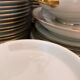 table service art deco limoges porcelain white border blue and gold 61 pieces signed