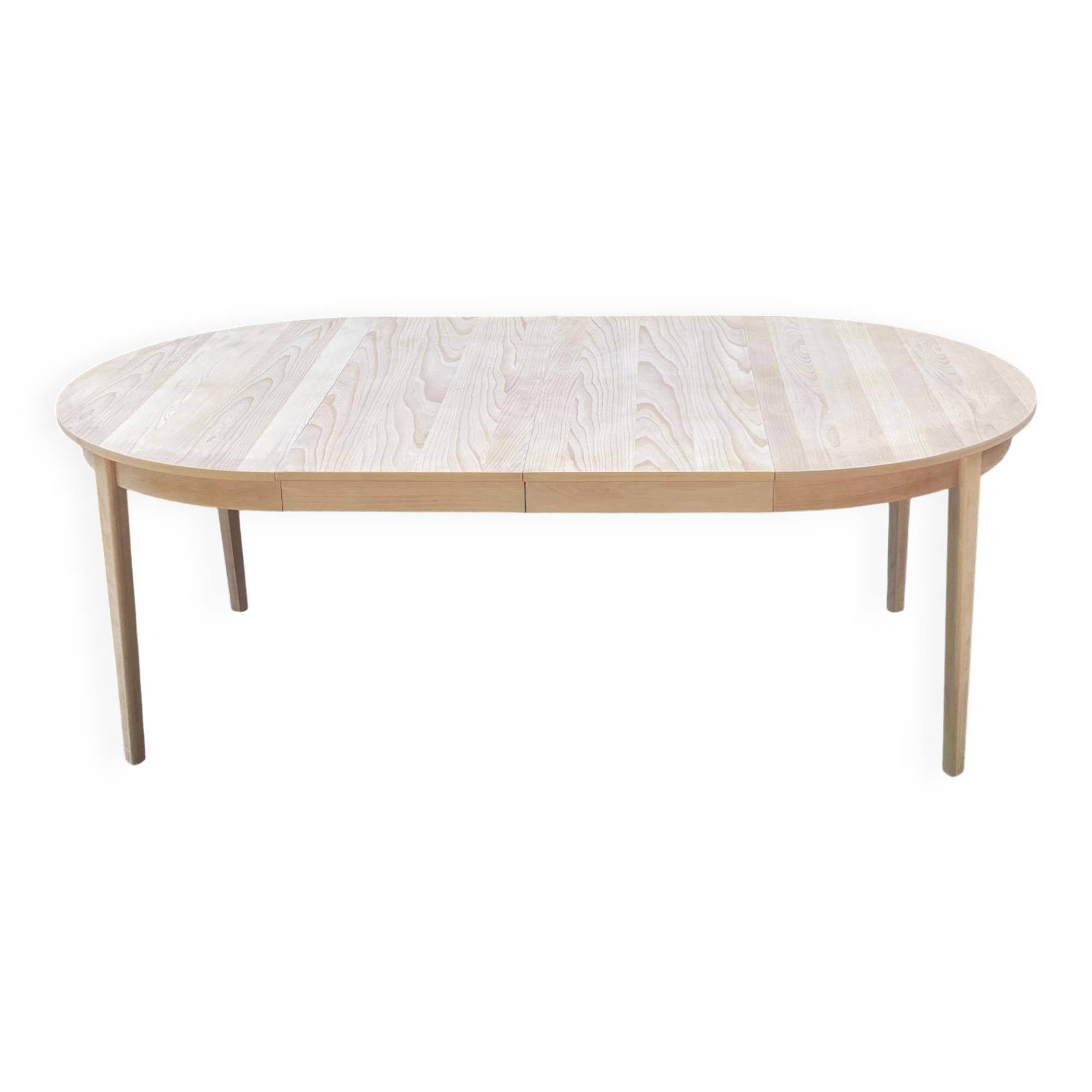 Scandinavian round extendable dining table renovated in wood 210cm