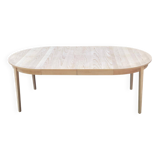 Scandinavian round extendable dining table renovated in wood 210cm