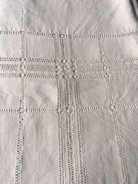 antique linen hand embroidered sheet with monogram and days