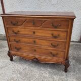 4 drawer chest of drawers in walnut with red marble top from the 19th century