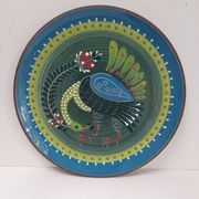 Assiette murale oiseau folklorique