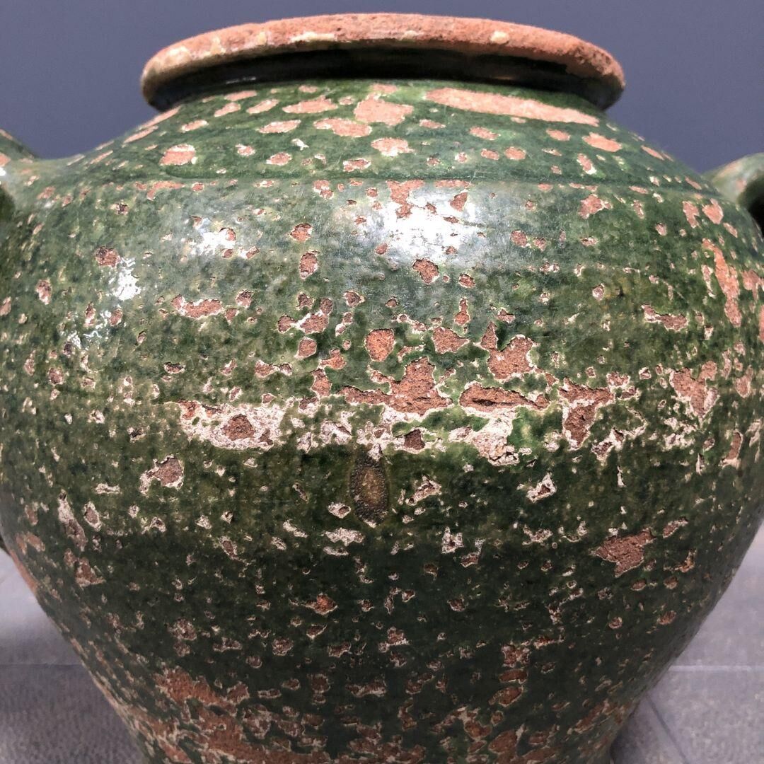 Dark green jug enamelled