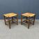 Ensemble de tabourets hollandais en bois de hêtre avec assise en paille