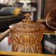 Cut amber glass candy dish – France, 1950s