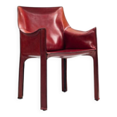 Fauteuil de salle à manger Cab 413 en cuir de Mario Bellini, Cassina, Italie, 1977.