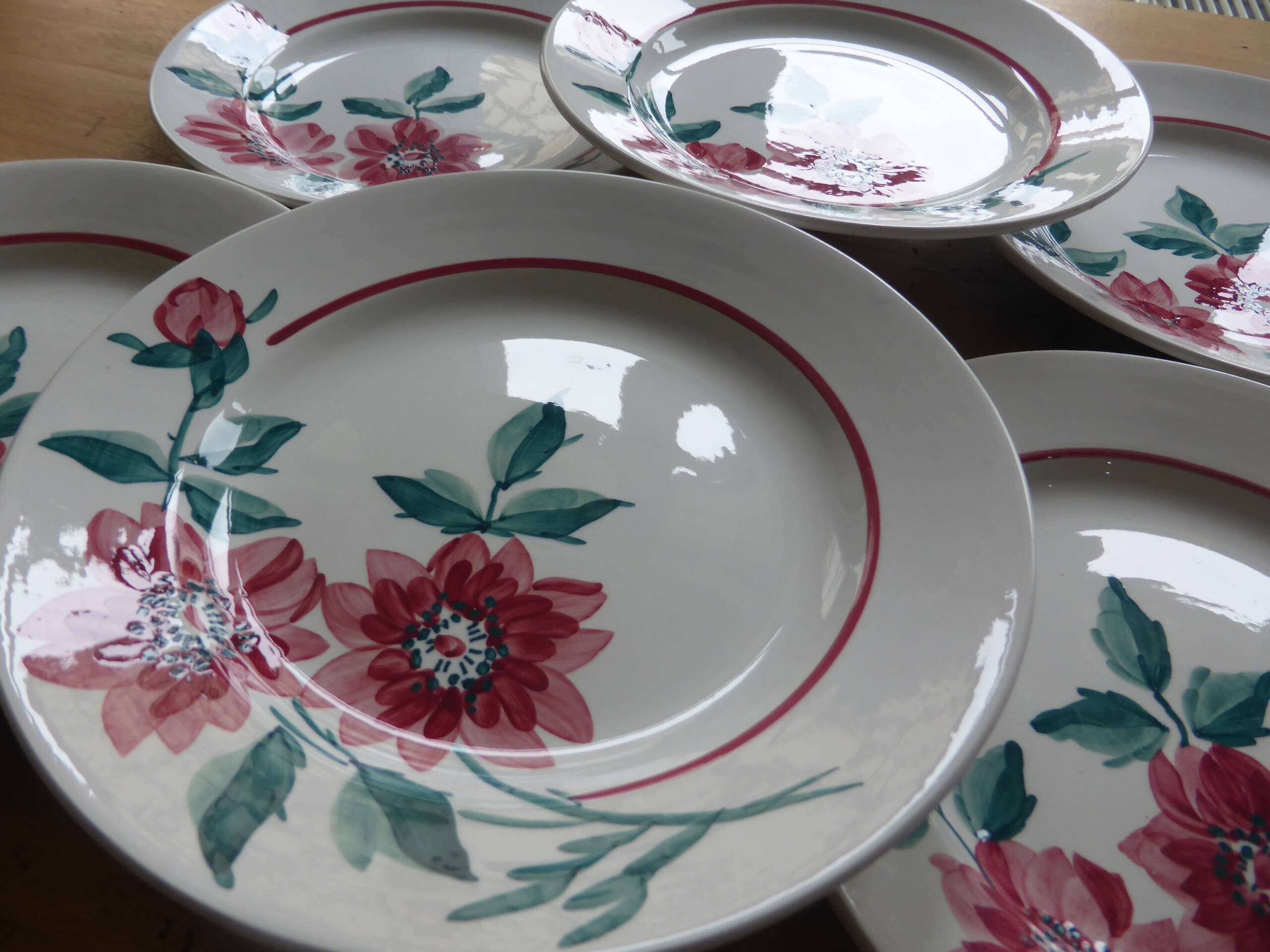 6 Sarreguemines dinner plates, Monceau pattern 200210