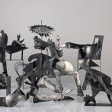 Groupe sculptural « D'après Picasso » en métal, hommage à Guernica, fin du XXe siècle