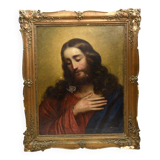 Peinture à l'huile du 18e siècle Jésus-Christ, cadre d'origine