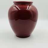 Vintage vase in glazed burgundy ceramic