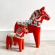 Ensemble de 2 chevaux Dala en bois vintage de Suède