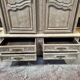 Aero-blasted solid oak wardrobe - Louis XV style