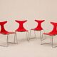 Gino Carollo x Ciacci Kreaty — Suite de quatre « Delfy » rouge — c. 1990
