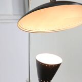 Mid-century italian aluminum & wood floor lamp with reflector