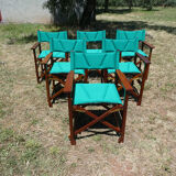 Lot of 6 foldable chairs in solid teak Roland Vlaemynck
