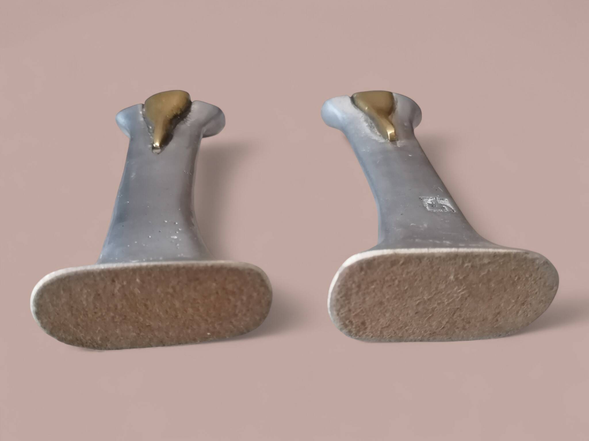 Pair of brutalist candlesticks in bronze and aluminum - David Marshall.