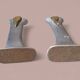 Pair of brutalist candlesticks in bronze and aluminum - David Marshall.