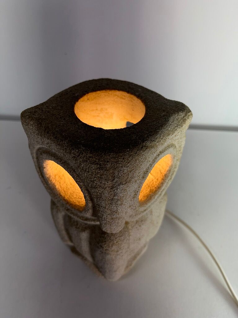 Albert Tormos Lamp in Stone Sculpture Owl or Owl France 1960/70