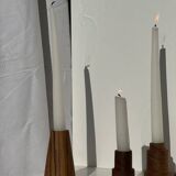 Conical circular candle holder in solid teak H10 D6