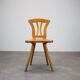 Vintage Czech folk farmhouse chair in solid wood, from the 1940s-1950s.