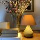 Glazed stoneware lamp base, fabric cable