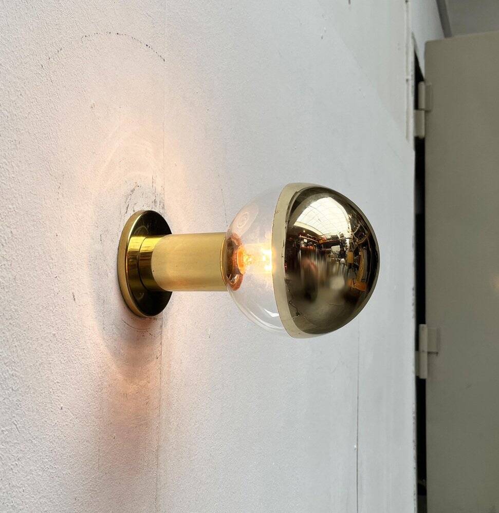 Vintage German Space Age Brass Ceiling Lamp by Motoko Ishii for Staff, 1970s