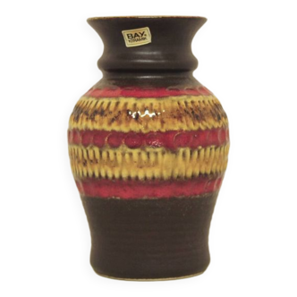 vase vintage marron, rouge et jaune d’Allemagne de l’Ouest Bay