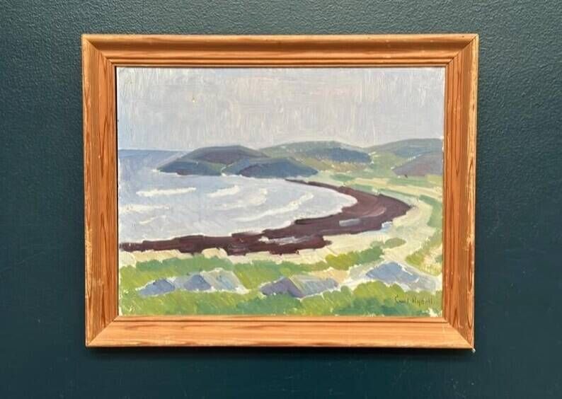 Original Swedish Oil on Panel – “Coastal Landscape” by Curt Rydell – Signed – Vintage & Framed – 33 × 40 cm (13" × 15.7")