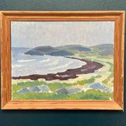 Original Swedish Oil on Panel – “Coastal Landscape” by Curt Rydell – Signed – Vintage & Framed – 33 × 40 cm (13" × 15.7")