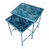 Postmodern Handmade Nesting Table Set by J. Berdou, France, 1980s, Set of 2