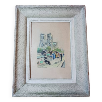 Watercolor "Notre-Dame de Paris seen from the quays"