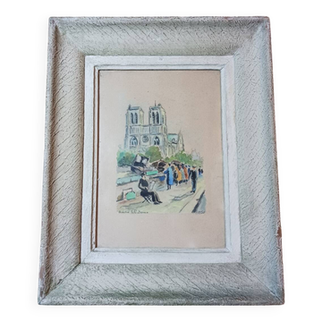 Aquarelle "Notre-Dame de Paris vue des quais "