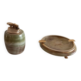 Ashtray and lighter in perfect condition made of onyx.
