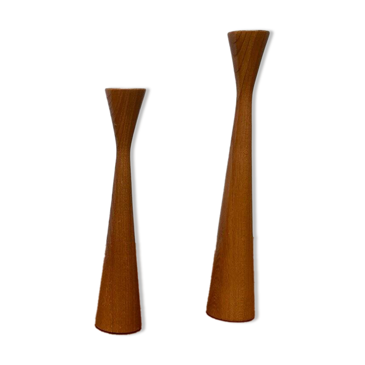 Vintage Danish teak candle holders, set of 2.