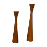 Bougeoirs vintage danois en teck, lot de 2