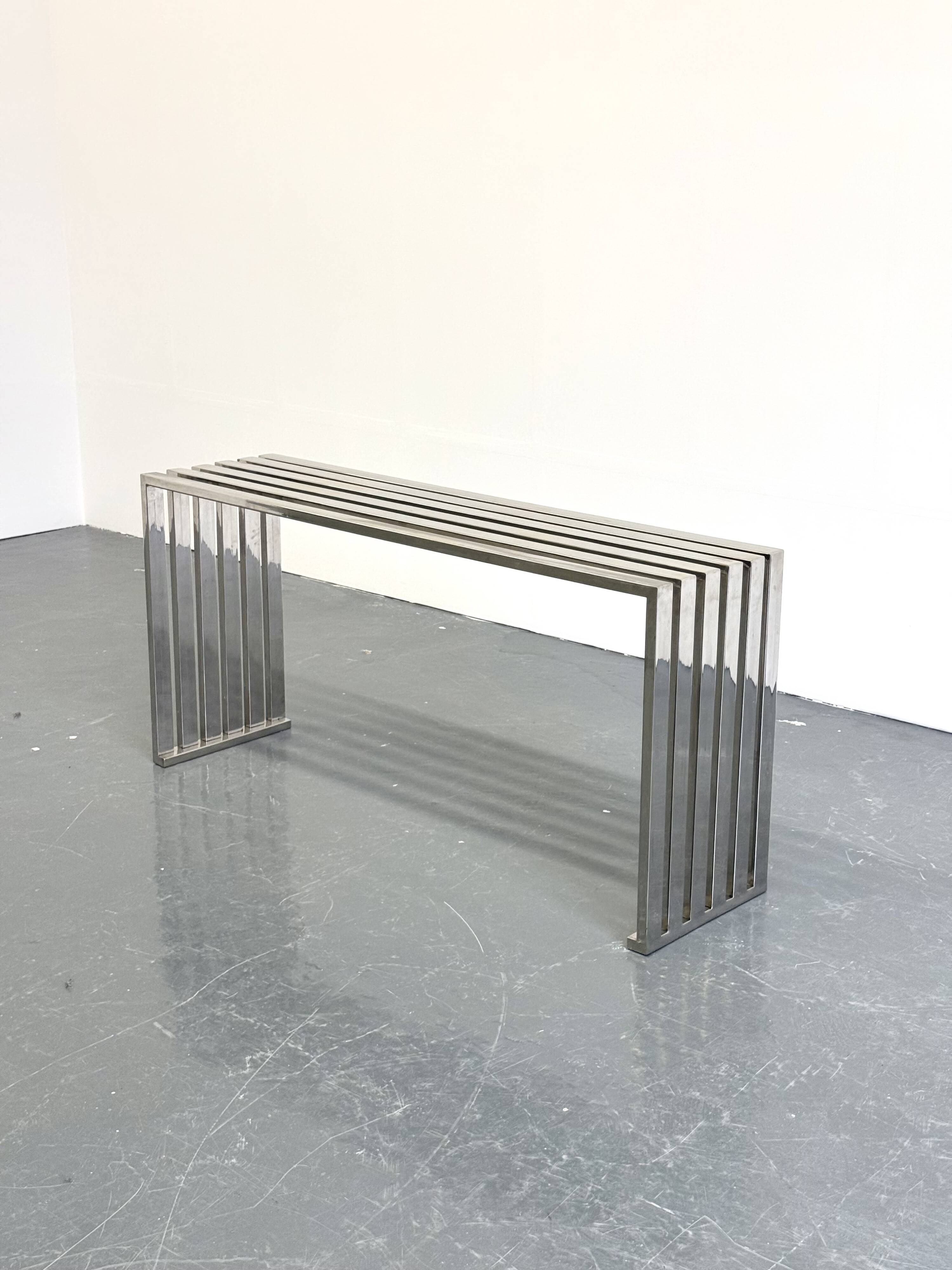 Console Eichholtz Carlisle en acier inoxydable poli