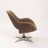 Space Age easy swivel chair green brown mohair, 1960s