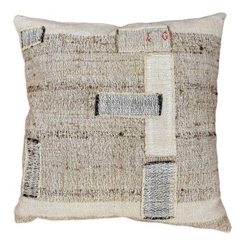 Old canvas cushion woven kilim style, patched