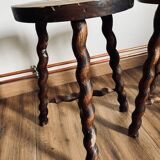 Pair of turned wooden stools