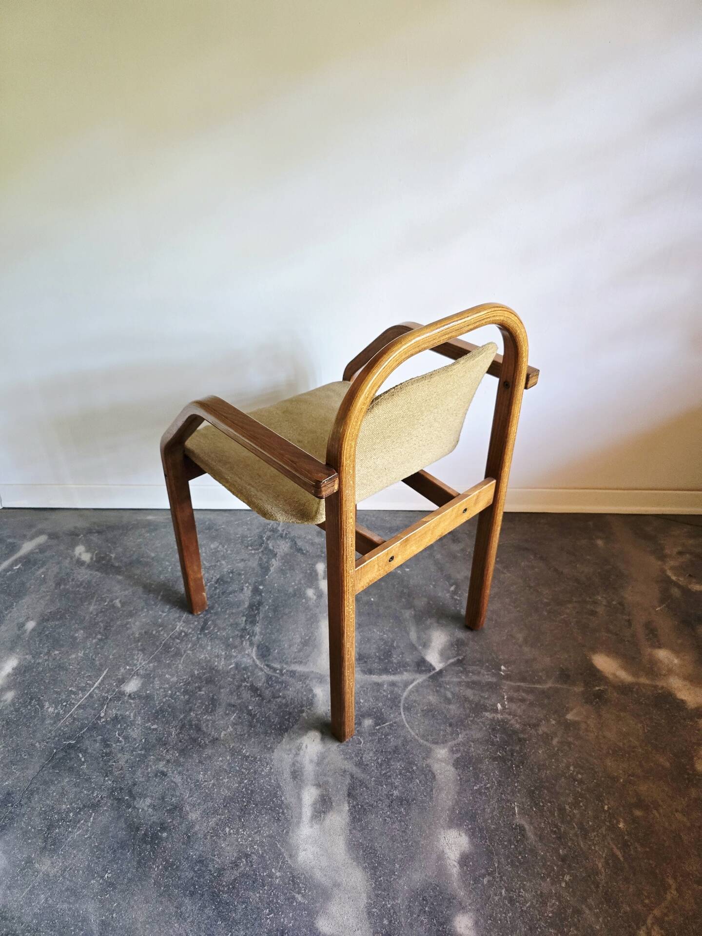 Bentwood armchair from the 1980s, upholstered, Scandinavian style, for dining room or office.