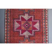 Vintage Turkish Oushak Handmade Wool Cotton Red Runner 87x336