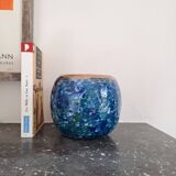 Vase signed Louis Dage 1920s or 1930s marbled blue green effect and gilding