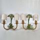 Pair of bamboo imitation wall lights, vintage 1970s.