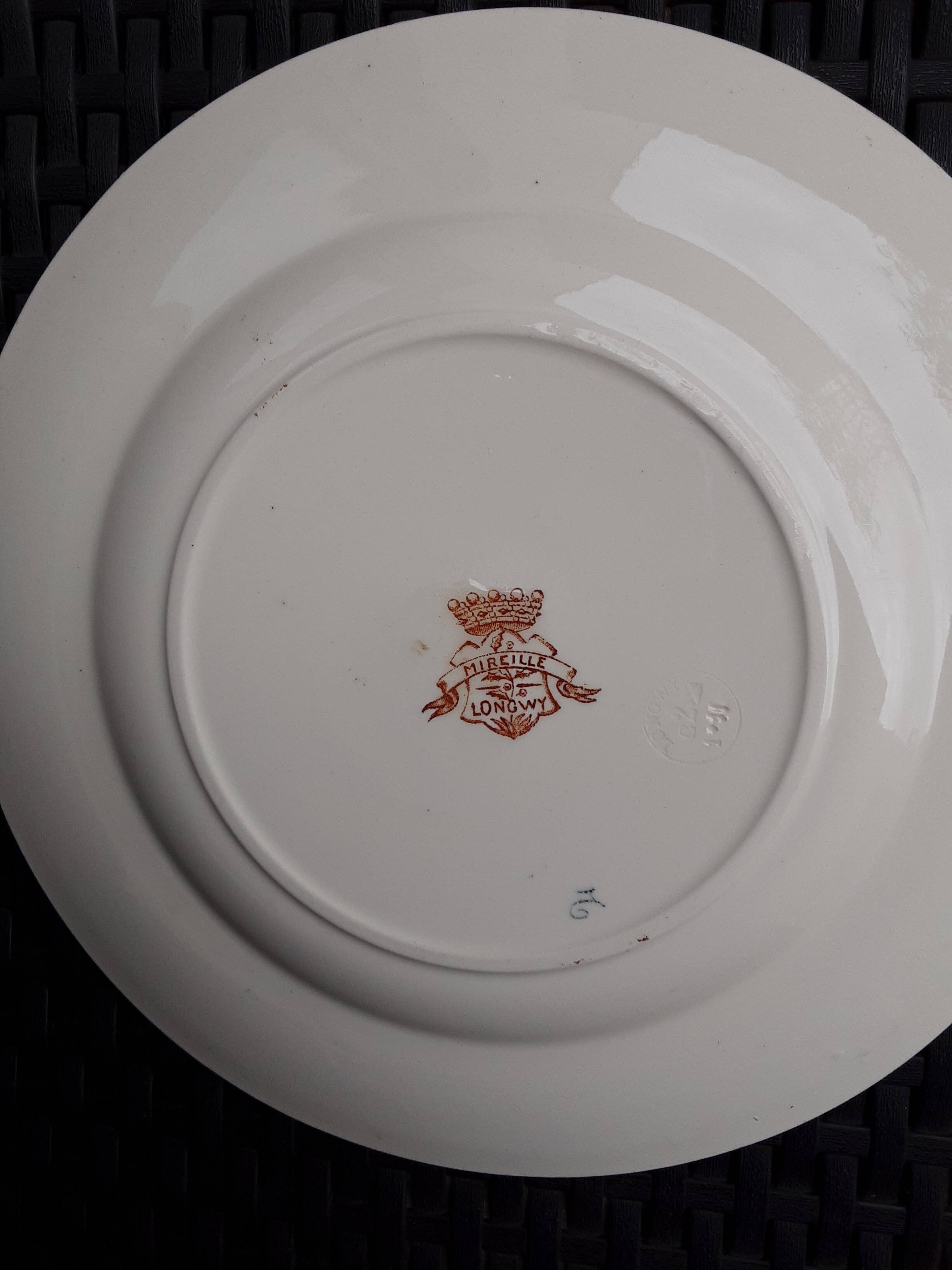 Lot de 2 assiettes vintage plates de 23cm céramique longwy motif mireille