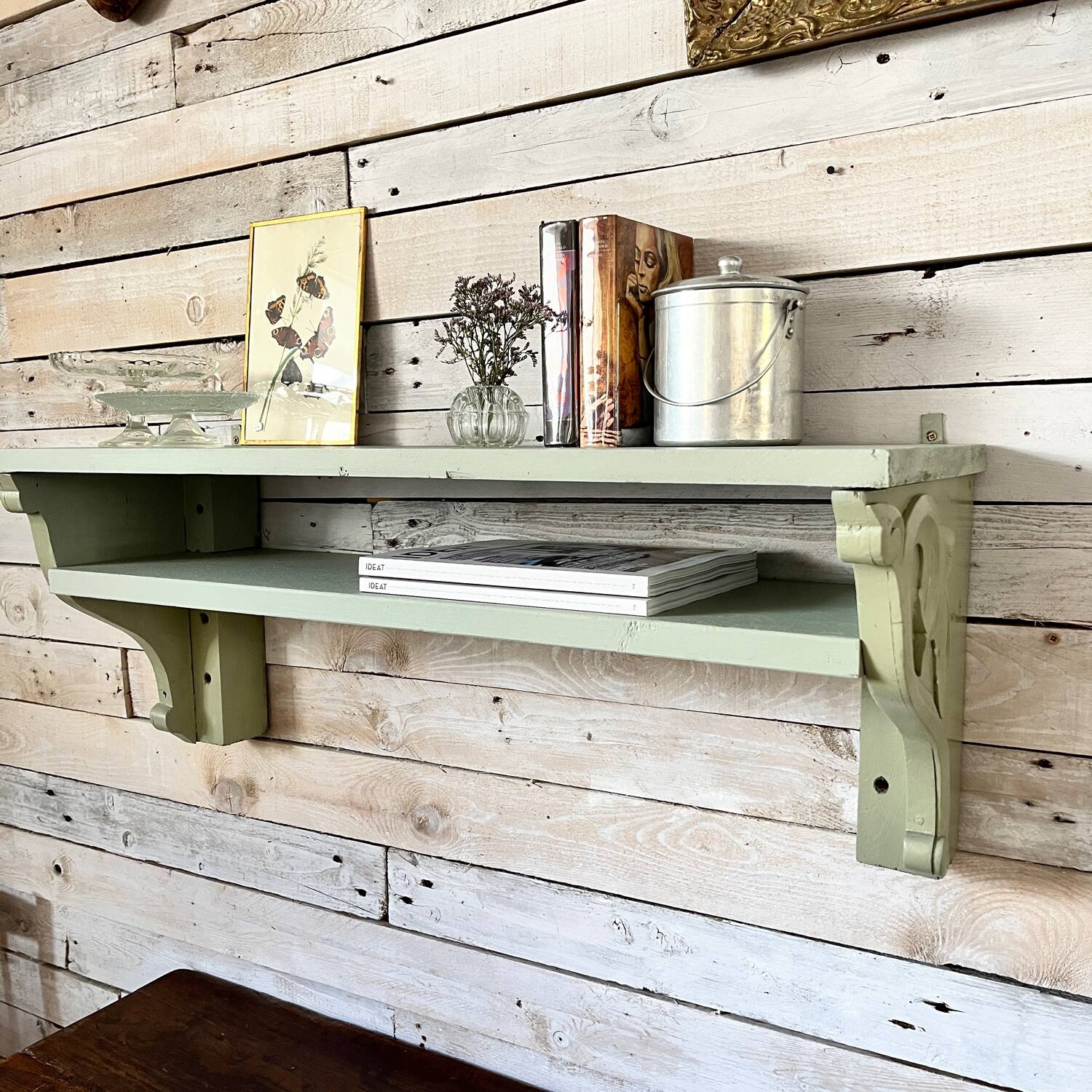 Celadon solid wood shelf