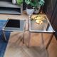 Nesting tables in gold/chrome metal and amber mirror