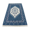 Traditional Tunisian wool carpet blue knotted by hand