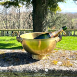 Swan Brass Champagne Cooler – Vintage Solid Sculptural Swan Handles